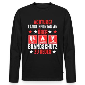 Redet Brandschutz Brandschutzbeauftragter - Männer Premium Bio Langarmshirt - Schwarz - Vorne - Nico (187cm)