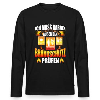 Brandschutzbeauftragter ich muss garnix - Männer Premium Bio Langarmshirt - Schwarz - Vorne - Nico (187cm)