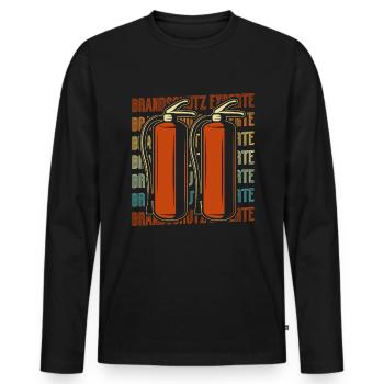 Brandschutz Experte Retro - Männer Premium Bio Langarmshirt - Schwarz - Vorne - Nico (187cm)