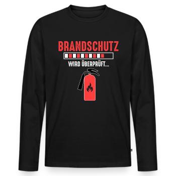 Brandschutz überprüft Brandschutzbeauftragter - Männer Premium Bio Langarmshirt - Schwarz - Vorne - Nico (187cm)