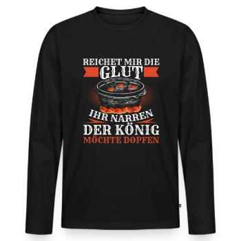 Reichet mir die Glut Dutch Oven Dopfen - Männer Premium Bio Langarmshirt - Schwarz - Vorne - Nico (187cm)