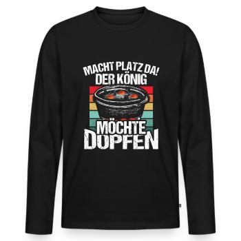 Macht platz da Dutch Oven Dopfen - Männer Premium Bio Langarmshirt - Schwarz - Vorne - Nico (187cm)