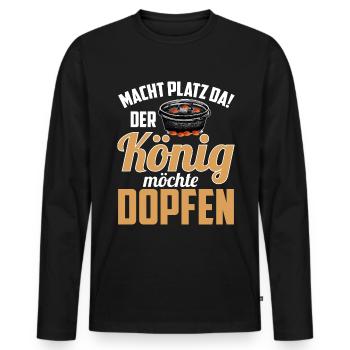 Macht platz da Dutch Oven Dopfen - Männer Premium Bio Langarmshirt - Schwarz - Vorne - Nico (187cm)