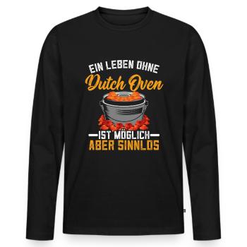 Ein Leben ohne Dutch Oven Dopfen Outdoor - Männer Premium Bio Langarmshirt - Schwarz - Vorne - Nico (187cm)
