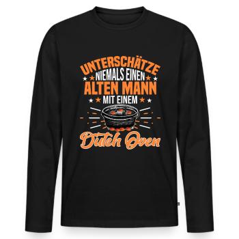Unterschätze niemals Dutch Oven Dopfen - Männer Premium Bio Langarmshirt - Schwarz - Vorne - Nico (187cm)