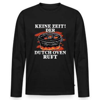 Der Dutch Oven ruft Dopfen Outdoor - Männer Premium Bio Langarmshirt - Schwarz - Vorne - Nico (187cm)