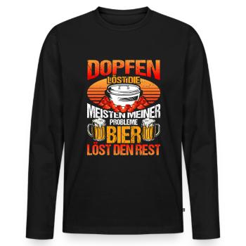 Dutch Oven und Bier Spruch Dopfer - Männer Premium Bio Langarmshirt - Schwarz - Vorne - Nico (187cm)