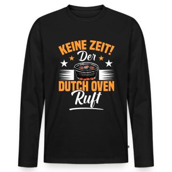 Der Dutch Oven ruft Dopfen Outdoor - Männer Premium Bio Langarmshirt - Schwarz - Vorne - Nico (187cm)
