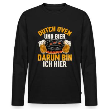 Dutch Oven und Bier Dopfen Outdoor - Männer Premium Bio Langarmshirt - Schwarz - Vorne - Nico (187cm)