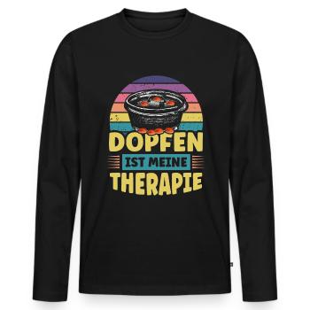 Dutch Oven Dopfen ist meine Therapie - Männer Premium Bio Langarmshirt - Schwarz - Vorne - Nico (187cm)