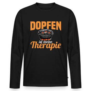 Dutch Oven Dopfen ist meine Therapie - Männer Premium Bio Langarmshirt - Schwarz - Vorne - Nico (187cm)
