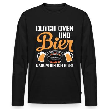 Dutch Oven und Bier Dopfen Outdoor - Männer Premium Bio Langarmshirt - Schwarz - Vorne - Nico (187cm)