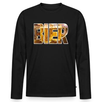 Bière - T-shirt manches longues Premium bio Homme - noir - Devant - Nico (187cm)