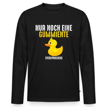 Nur noch eine Gummiente versprochen - Männer Premium Bio Langarmshirt - Schwarz - Vorne - Nico (187cm)