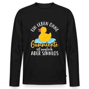 Leben ohne Gummiente ist sinnlos Badeente - Männer Premium Bio Langarmshirt - Schwarz - Vorne - Nico (187cm)