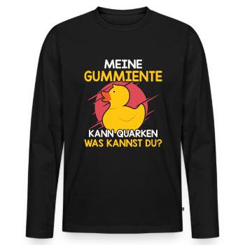 Meine Gummiente kann Quarken Badeente - Männer Premium Bio Langarmshirt - Schwarz - Vorne - Nico (187cm)