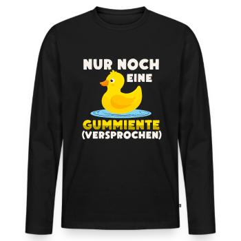 Nur noch eine Gummiente versprochen - Männer Premium Bio Langarmshirt - Schwarz - Vorne - Nico (187cm)