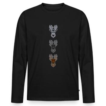 Rothirsch Geweih mit Hirschgeweih - Männer Premium Bio Langarmshirt - Schwarz - Vorne - Nico (187cm)