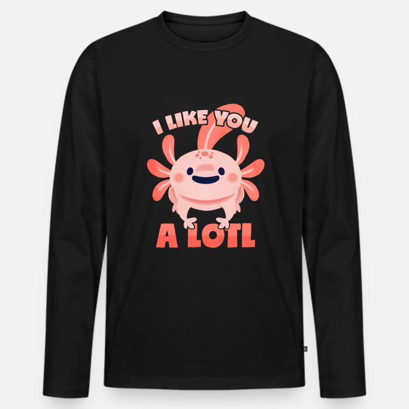 Axolotl Wortwitz - Männer Premium Bio Langarmshirt - Schwarz