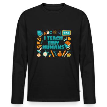 Lehrer: Ich unterrichte winzige Menschen - Männer Premium Bio Langarmshirt - Schwarz - Vorne - Nico (187cm)