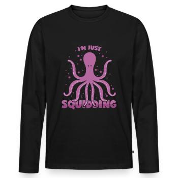 Octopus pun Kalmar spell Kraken pun - Men's Premium Organic Long Sleeve Shirt - black - Front - Nico (187cm)