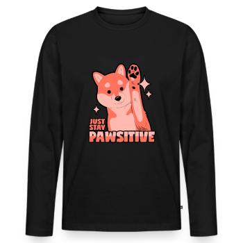 Optimistic dog: Pawsitive - Men's Premium Organic Long Sleeve Shirt - black - Front - Nico (187cm)