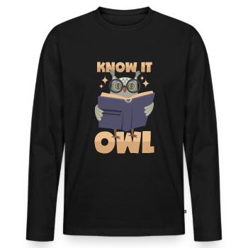 Omniscient Owl - Men's Premium Organic Long Sleeve Shirt - black - Front - Nico (187cm)