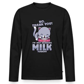 Cat: Only milk, no alcohol! - Men's Premium Organic Long Sleeve Shirt - black - Front - Nico (187cm)