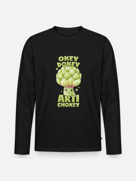 Artiskok: Okey Dokey Artichokey - Premium økologisk langærmet T-shirt til mænd - sort