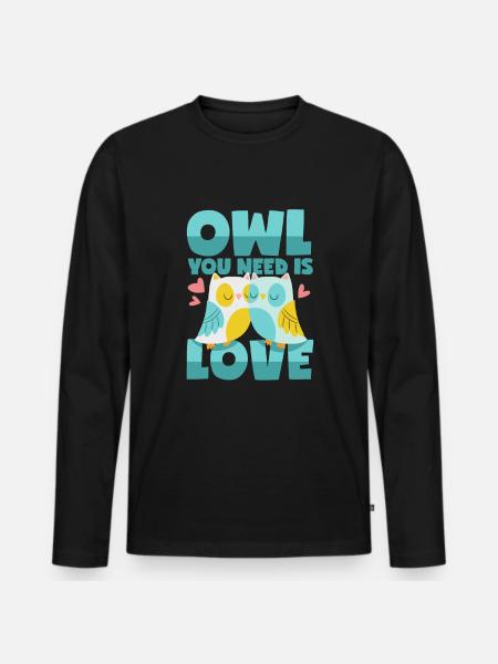 Owls Love - Men's Premium Organic Long Sleeve Shirt - black