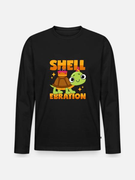 Party turtle: "Shellebration" - Men's Premium Organic Long Sleeve Shirt - black