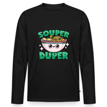 Soupe ramen: « Souper Duper » - T-shirt manches longues Premium bio Homme - noir - Devant - Nico (187cm)