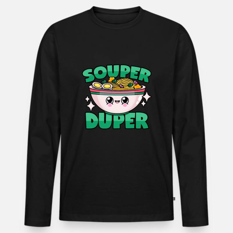 Ramen Suppe: "Souper Duper" - Männer Premium Bio Langarmshirt - Schwarz