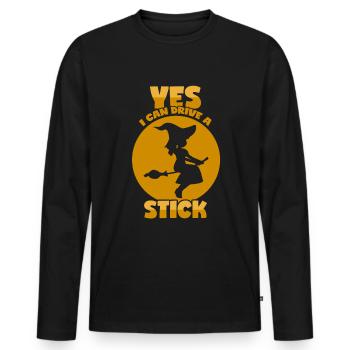Witch - Witch's Broom - Funny Saying - Men's Premium Organic Long Sleeve Shirt - black - Front - Nico (187cm)