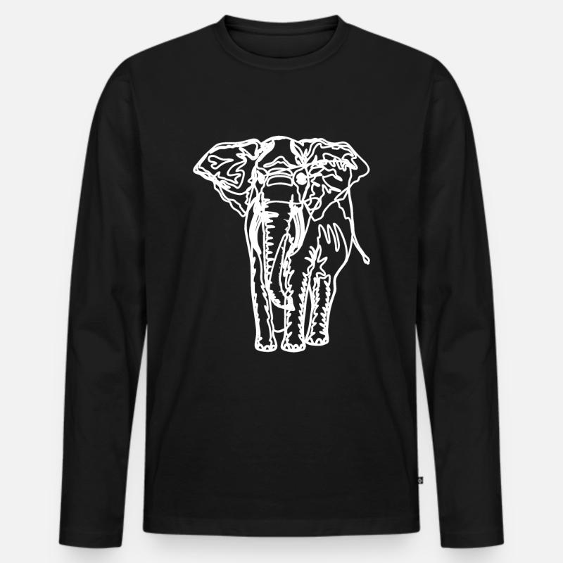 Zeichnung eines Elefanten - Männer Premium Bio Langarmshirt - Schwarz