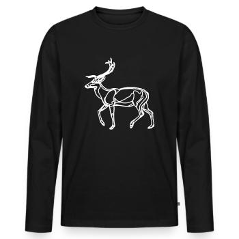 Drawing of the deer - Men's Premium Organic Long Sleeve Shirt - black - Front - Nico (187cm)