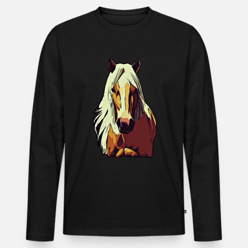Pferd Tier Motiv - Männer Premium Bio Langarmshirt - Schwarz