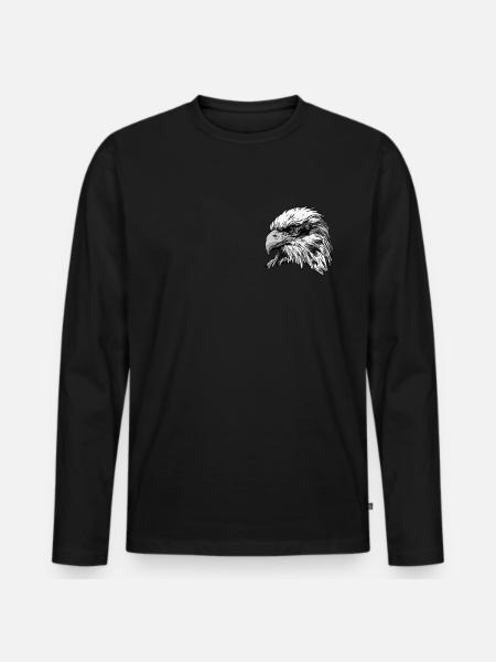 Eagle Bird Graphic Animal Motif - Men's Premium Organic Long Sleeve Shirt - black