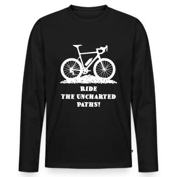 Unknown Paths – Gravel Bike - Men's Premium Organic Long Sleeve Shirt - black - Front - Nico (187cm)