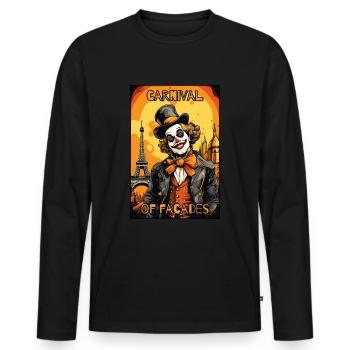 Carnaval des mascarades : un clown à Paris - T-shirt manches longues Premium bio Homme - noir - Devant - Nico (187cm)