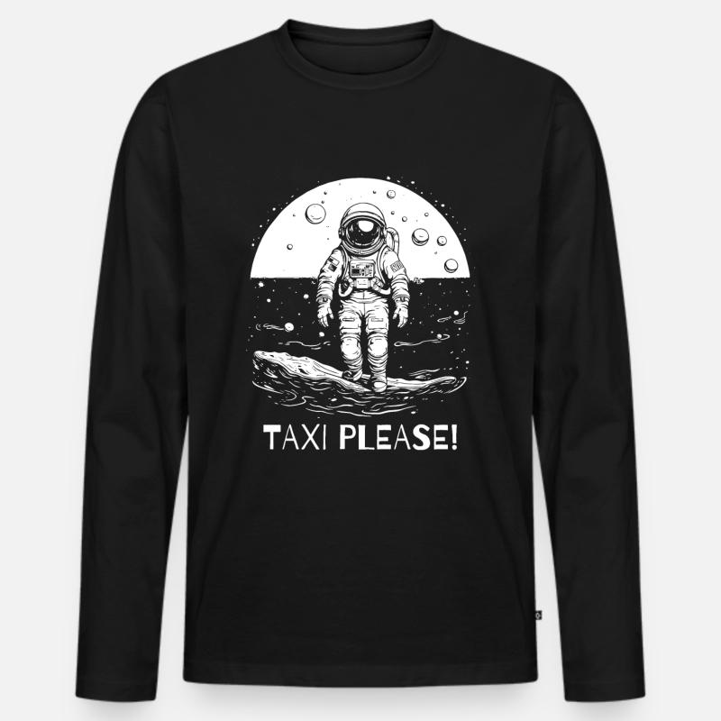 Taxi bitte, Astronaut - Männer Premium Bio Langarmshirt - Schwarz