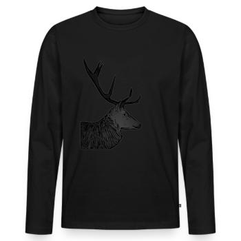 Rothirsch Geweih mit Hirschgeweih - Männer Premium Bio Langarmshirt - Schwarz - Vorne - Nico (187cm)