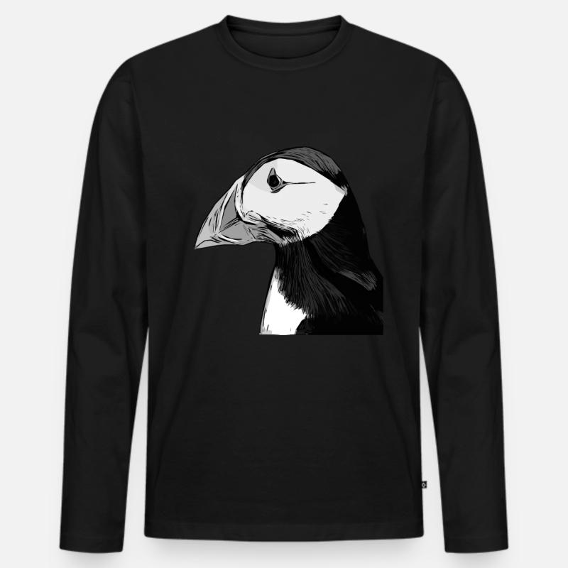 Papageientaucher - Puffin - Männer Premium Bio Langarmshirt - Schwarz