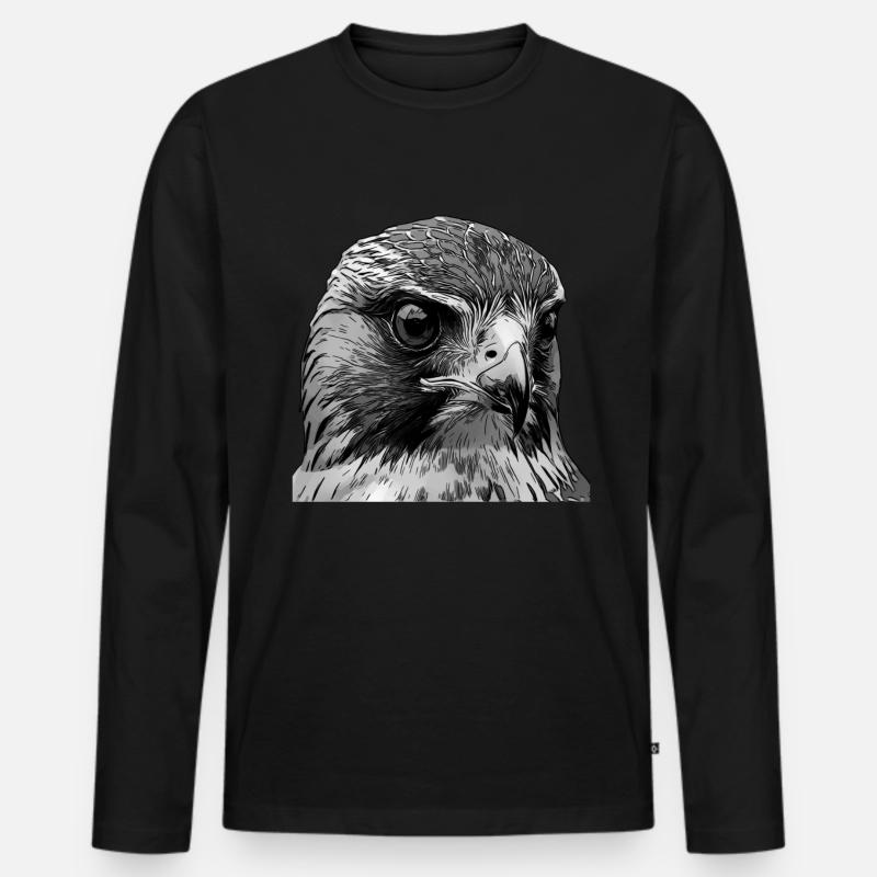 Falken Vogel - Männer Premium Bio Langarmshirt - Schwarz