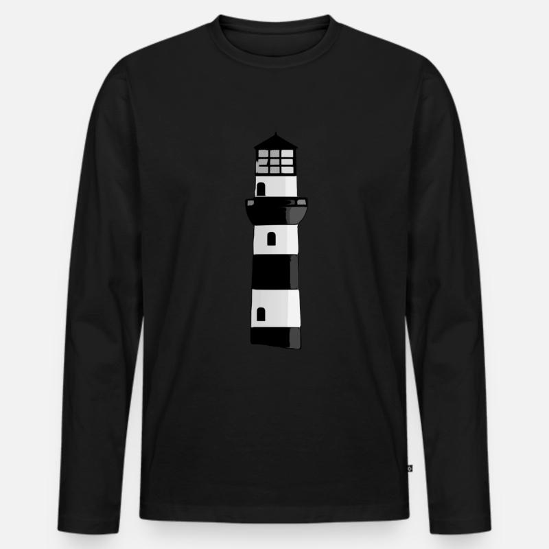 Grauer Leuchtturm - Männer Premium Bio Langarmshirt - Schwarz