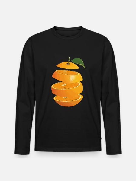 Orange Fruit - Männer Premium Bio Langarmshirt - Schwarz