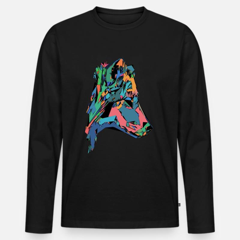 Buntes Hunde Gesicht - Männer Premium Bio Langarmshirt - Schwarz