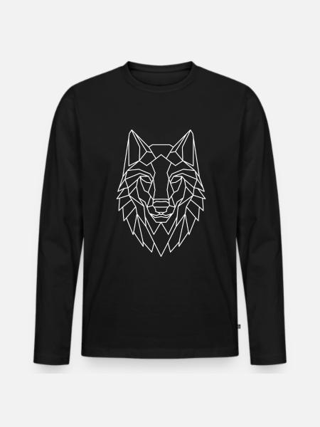 Wolf motif - Men's Premium Organic Long Sleeve Shirt - black