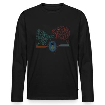 Antifragilität Profiteur - Börsenzyklus Bulle Baer - Männer Premium Bio Langarmshirt - Schwarz - Vorne - Nico (187cm)
