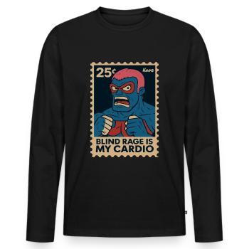 Comic Wrestler Saying Blind Rage Is My Cardio - Men's Premium Organic Long Sleeve Shirt - black - Front - Nico (187cm)